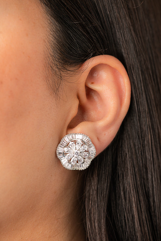 Flower Baguette Studs